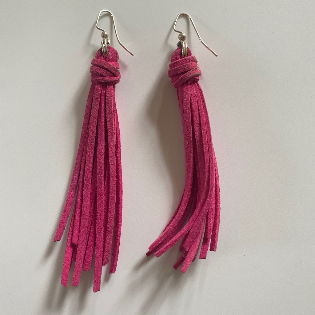 Hot Pink Fringe Earrings